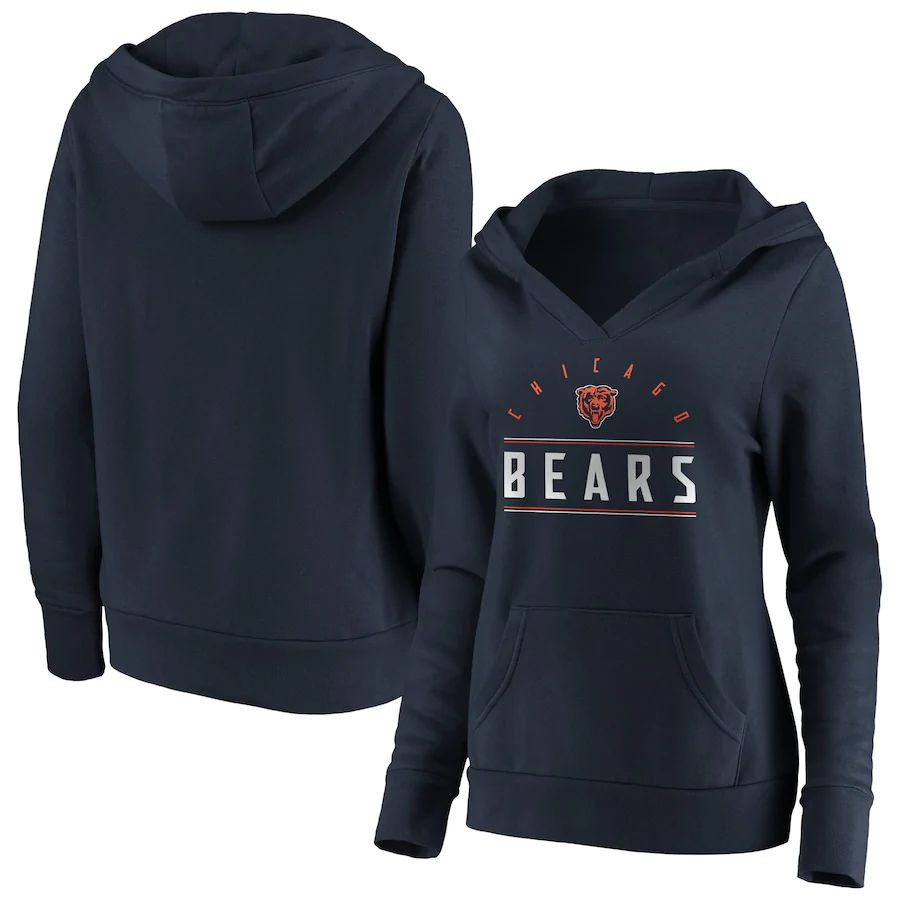 Women Chicago Bears Fanatics Branded Navy Iconic League Leader V-Neck Pullover Hoodie->women nfl jersey->Women Jersey